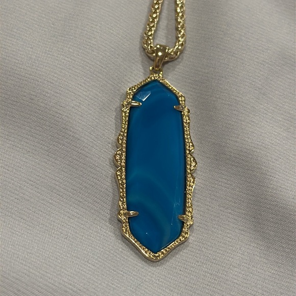 Kendra Scott Rare Agate Teal Frances Necklace In Gold. HTF EUC Retired. - Picture 2 of 4